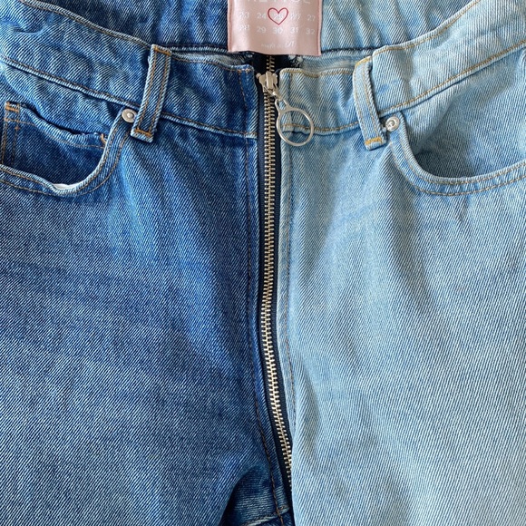 Revice Yin Yang Two Tone Crop Zipper Denim New Without Tag - Picture 10 of 13